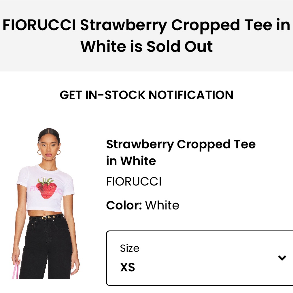 Fiorucci Strawberry Cropped Tee In White Brand New Fiorucci Strawberry Cropped Tee In White Brand New